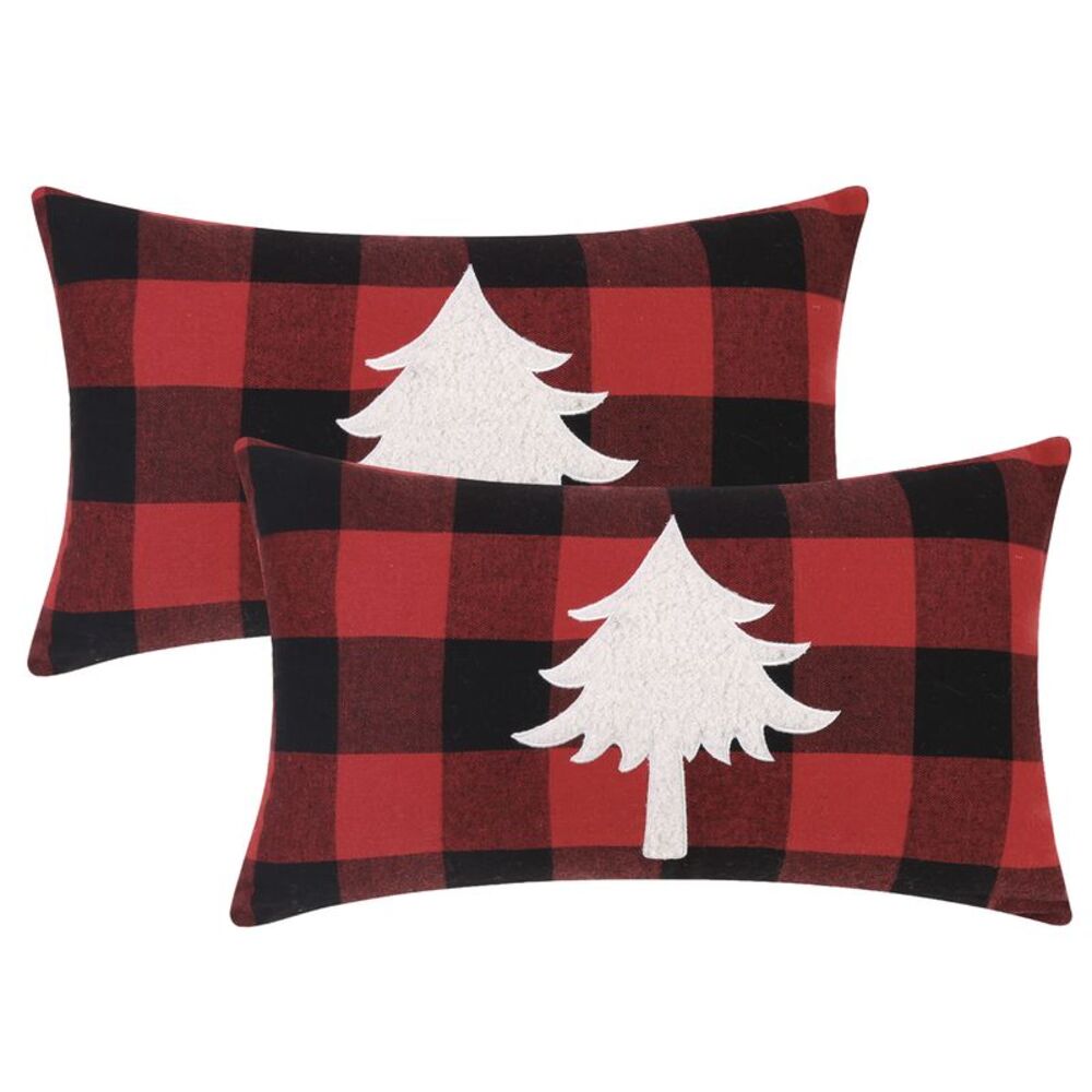 uxcell Pack of 2 Plaid Print Throw Pillow Covers 12 x 20 Inch Tree